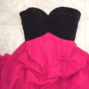 Pink & Black jeweled Night Moves Prom Dress